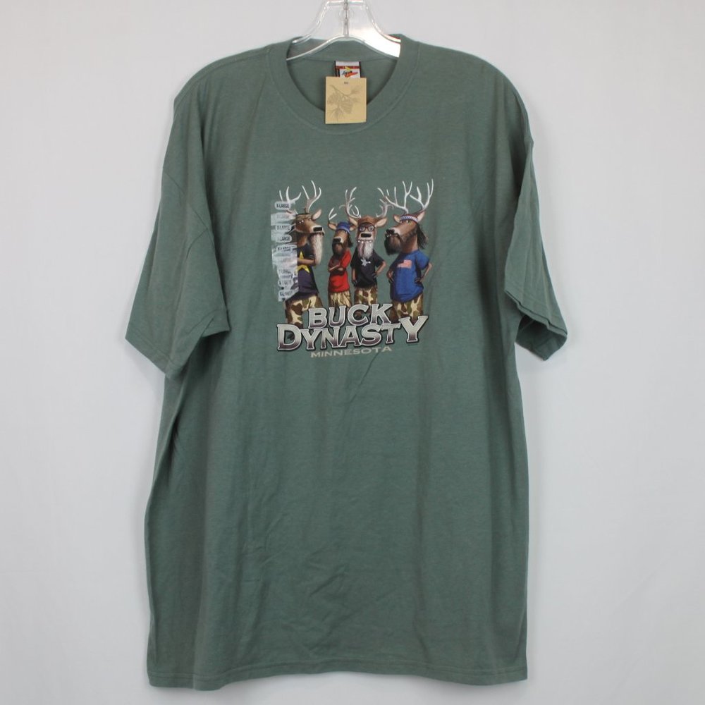 Buck Dynasty Short Sleeve Light Olive Green Graphic Shirt Tv Show